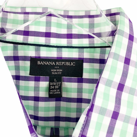 Banana Republic Plaid Checkered Button Down Large - Picture 6 of 7